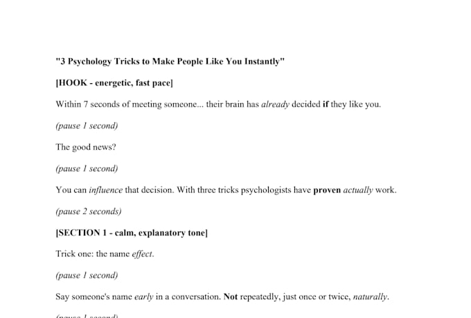 write a viral youtube video script for your faceless channel